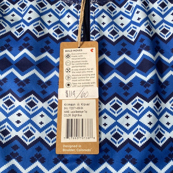 NWT Krimson Klover Diamond Pattern 1/4 Zip pullover perfect for spring - Picture 5 of 5